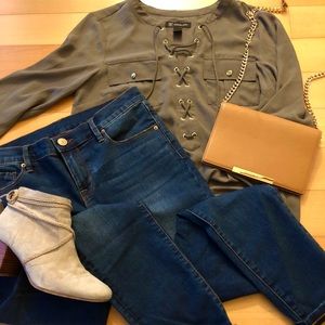 INC Army Green shirt Sz 6